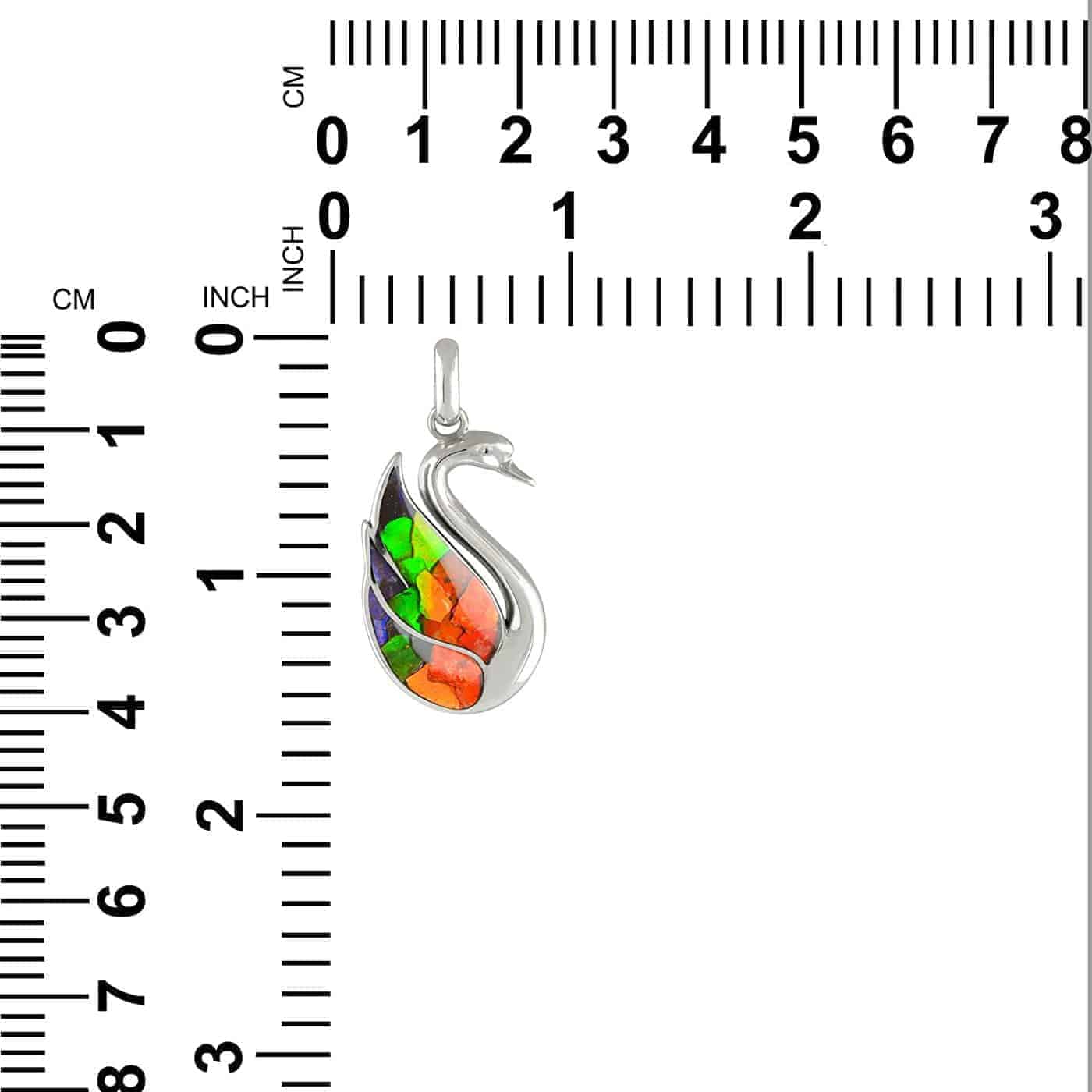 Starborn Ammolite Swan Pendant in Sterling Silver