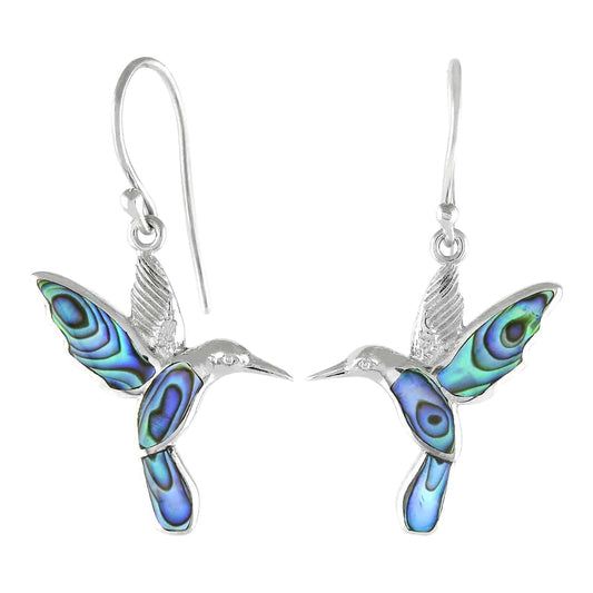 Starborn Abalone Shell Hummingbird Earrings in Sterling Silver