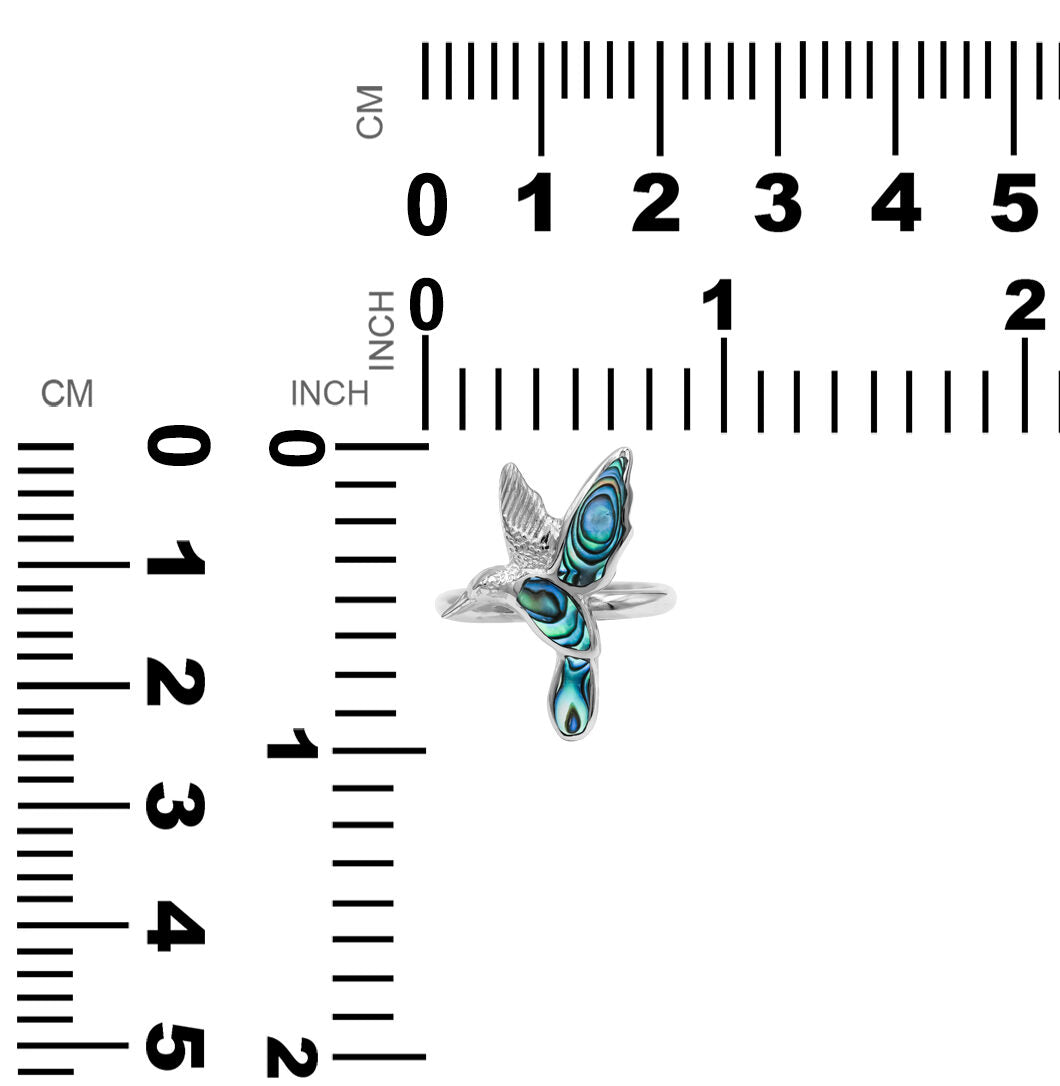 Starborn Abalone Shell Hummingbird Ring in Sterling Silver