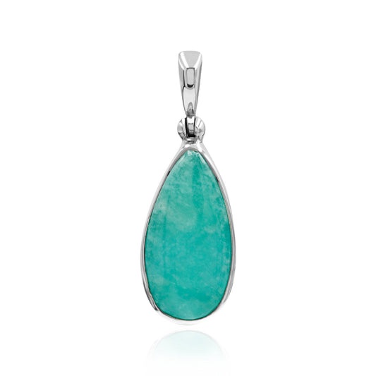 Starborn Amazonite Pear Pendant in Fine Sterling Silver