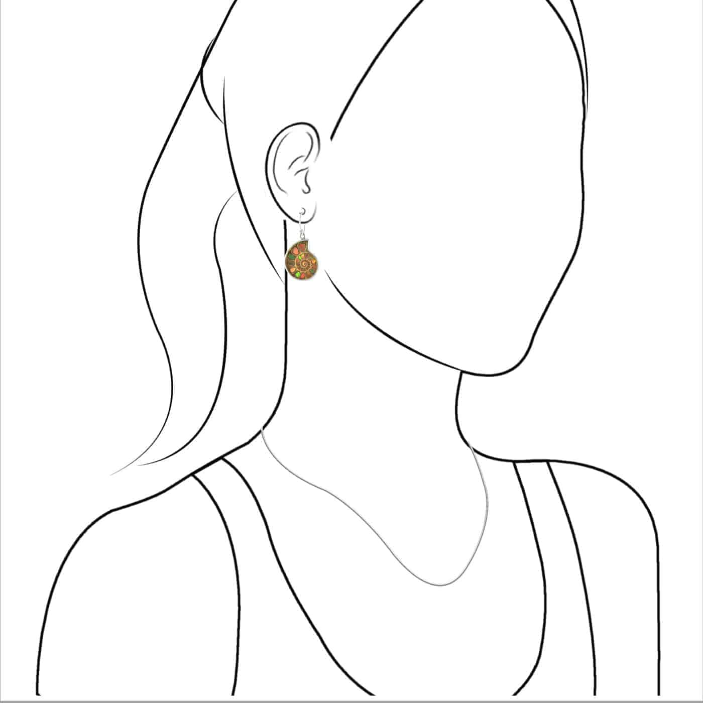 Starborn Ammolite inlaid Ammonite Earrings - Small