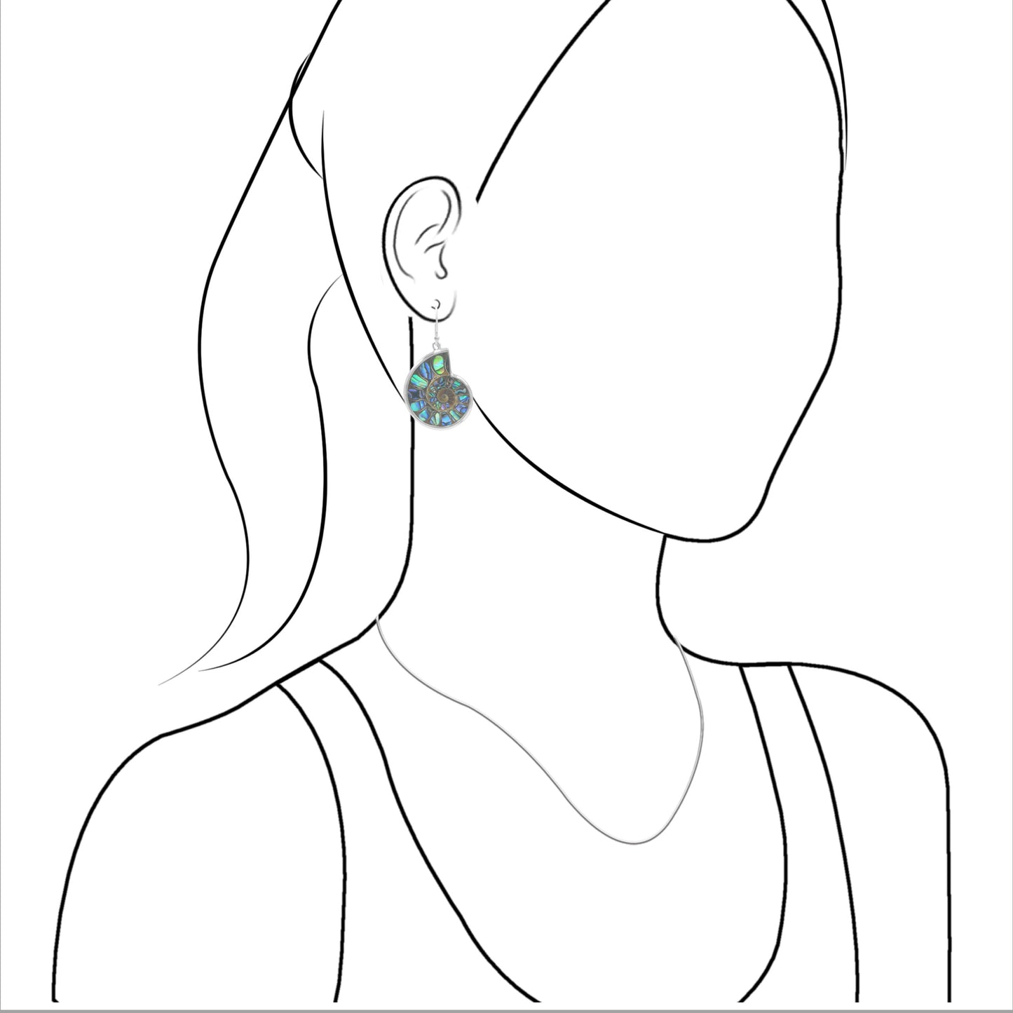 Starborn Ammonite with Abalone Shell Inlay Earrings in Sterling Silver