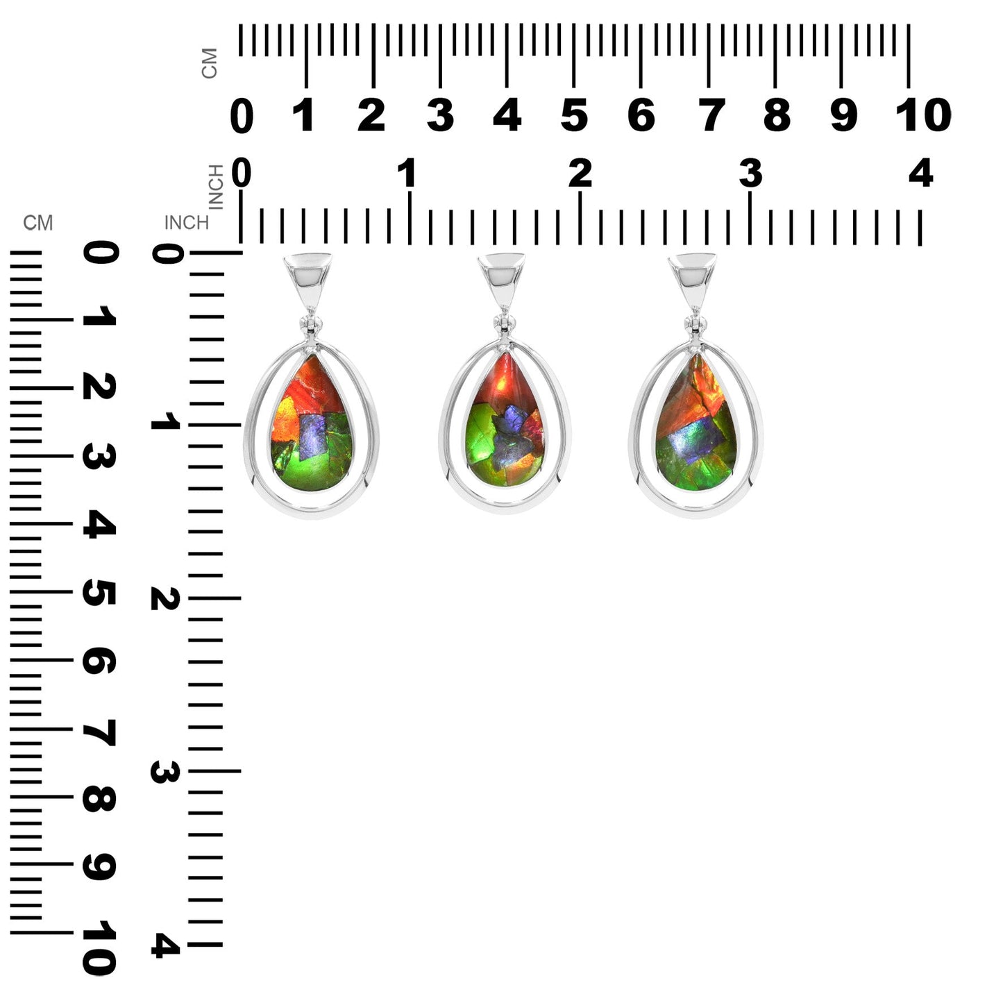 Starborn Ammolite Pear Pendant with Frame in Sterling Silver