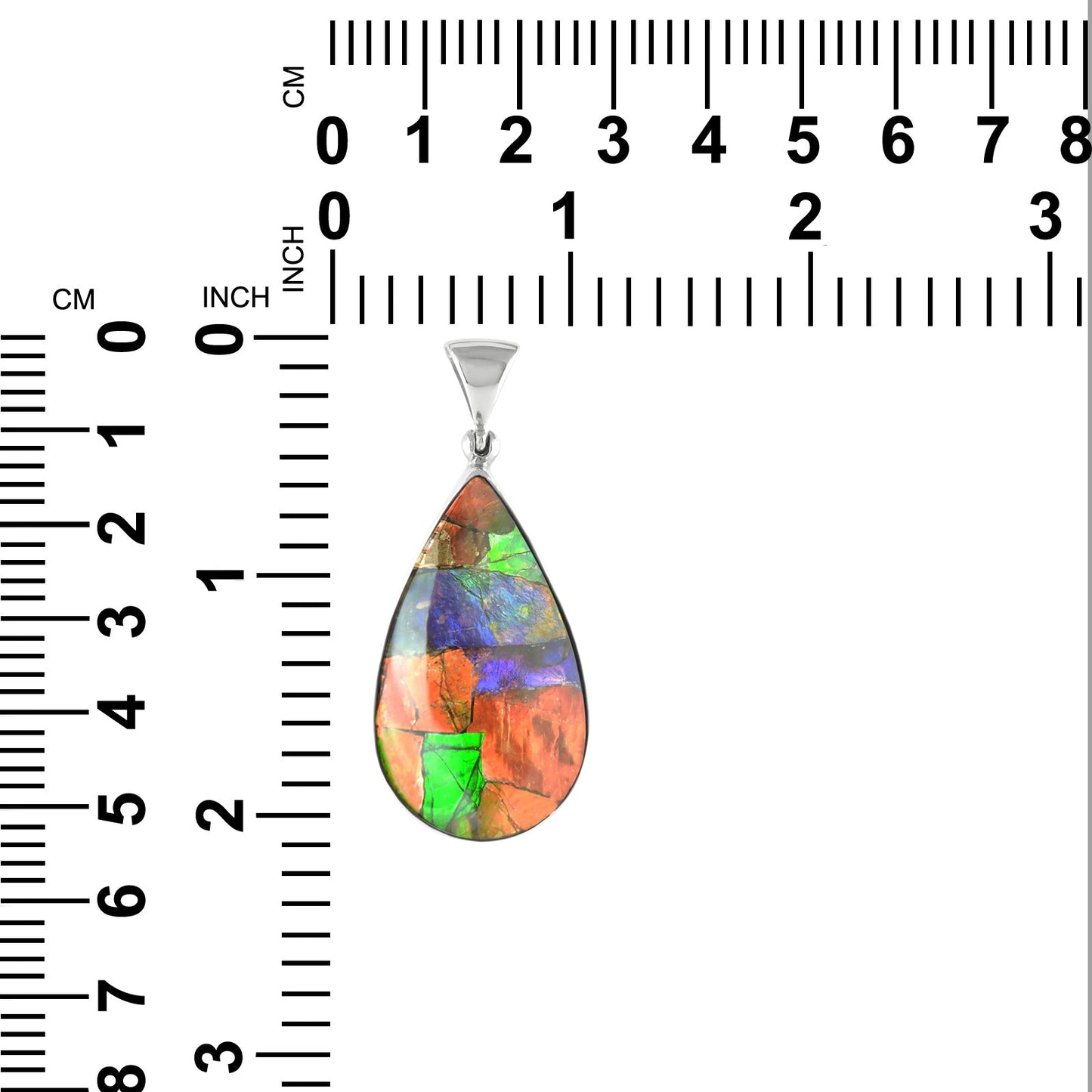 Starborn Ammolite and Sterling Silver pear Shape Pendant - Large