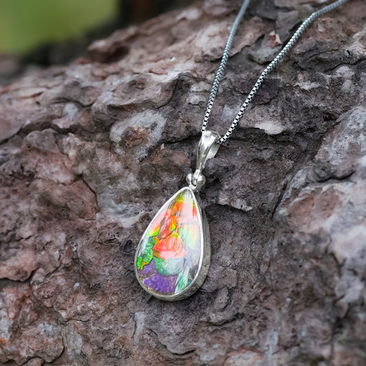 Starborn Ammolite Pear Shaped Pendant in Sterling Silver