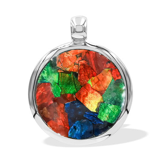 Starborn Ammolite Medallion Style Pendant in Sterling Silver