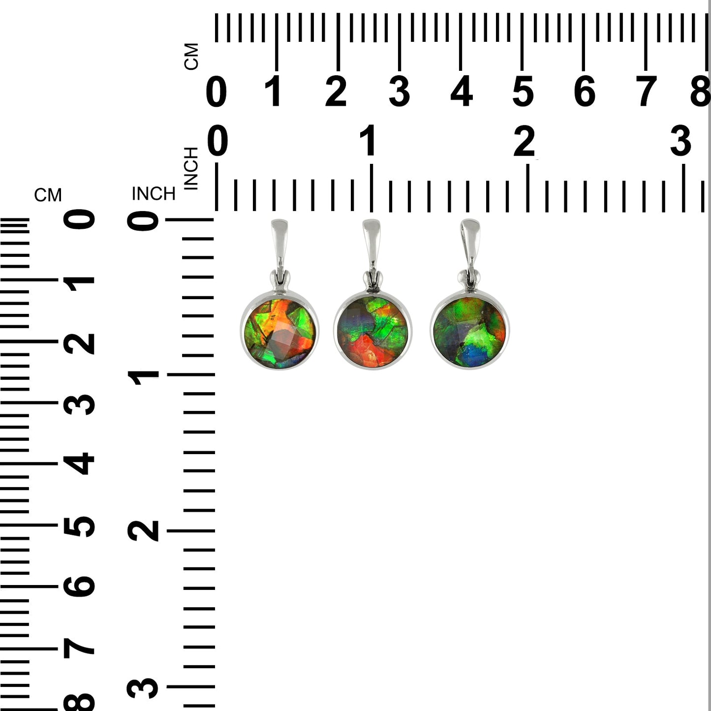 Starborn Ammolite Faceted Doublet Sterling Silver Round Pendant
