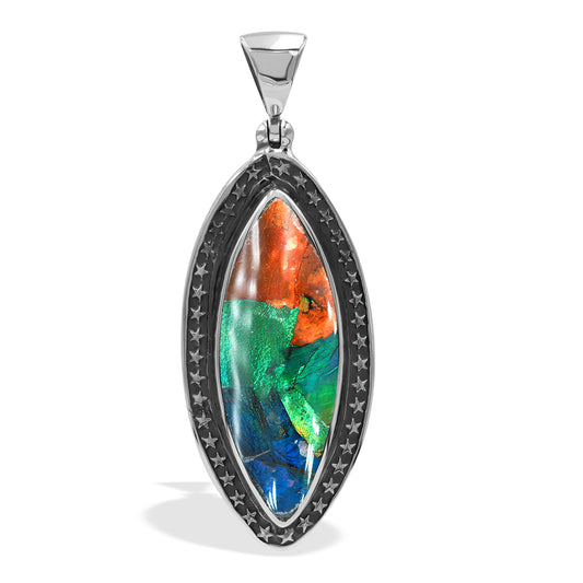 Starborn Marquise Ammolite with Star Frame in Sterling Silver