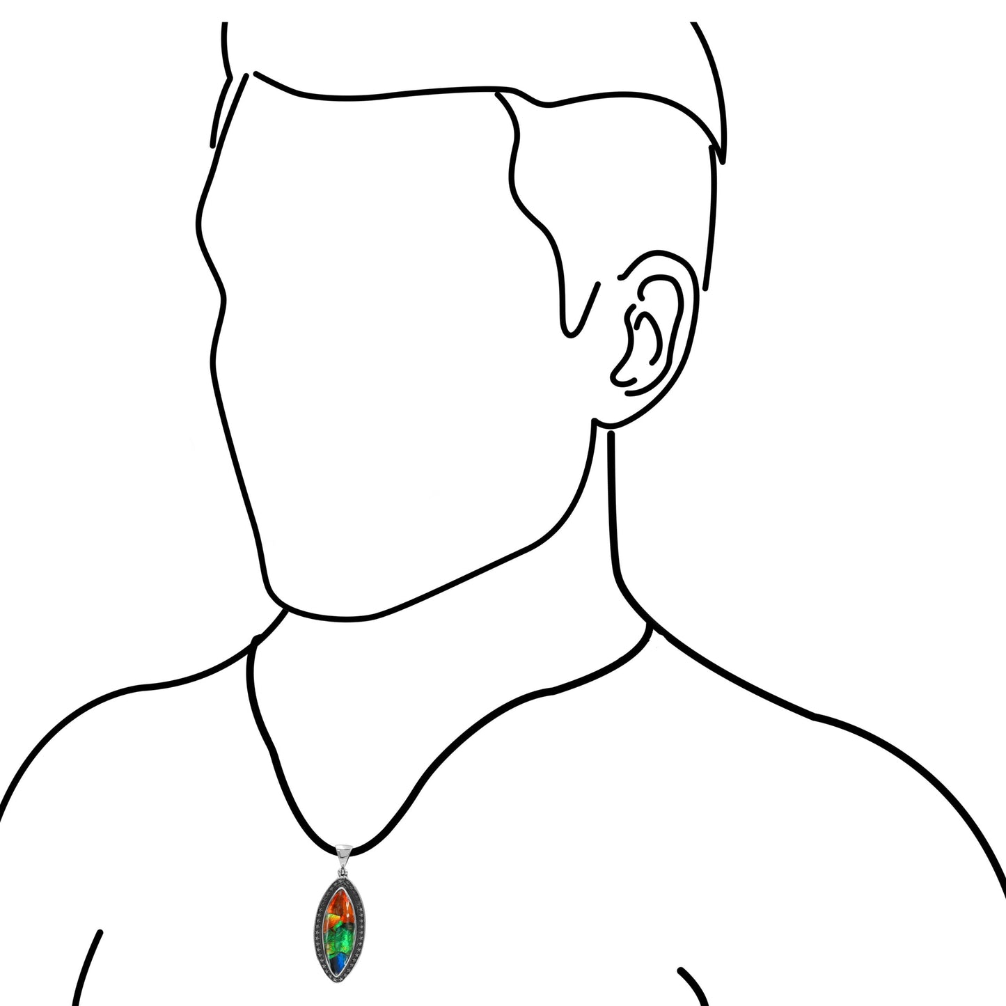 Starborn Marquise Ammolite with Star Frame in Sterling Silver