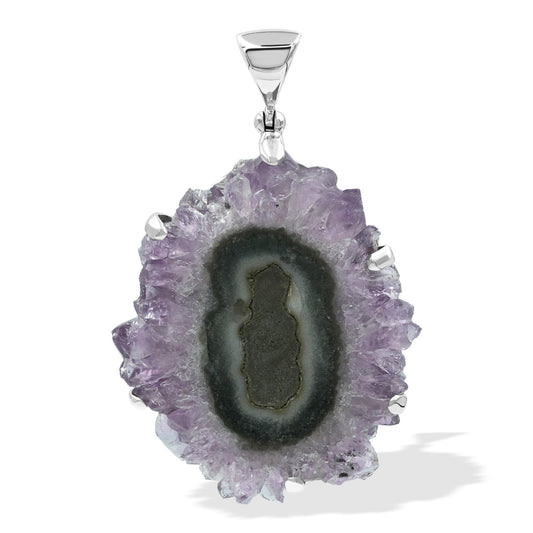 Starborn Amethyst Rose Prong Set Pendant in Sterling Silver with Filigree Back