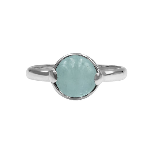 Starborn Aquamarine Sphere Ring with Silver Band in Sterling Silver