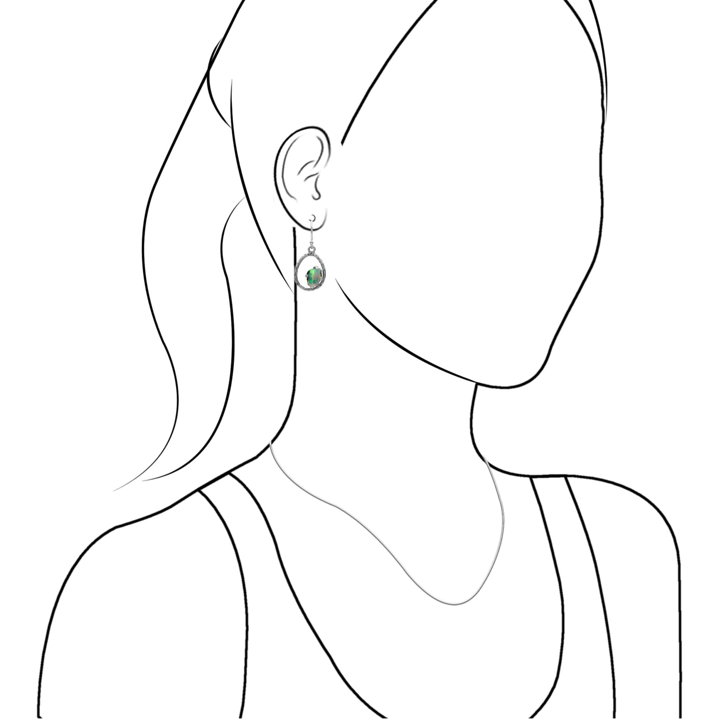 Starborn Raw Natural Ethiopian Opal Sterling Silver Hammered Hoop Earrings