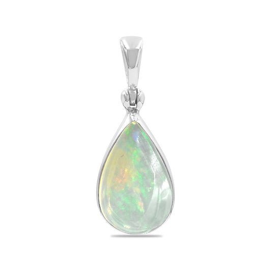 Starborn Natural Ethiopian Opal Pear Cabochon Pendant in Sterling Silver