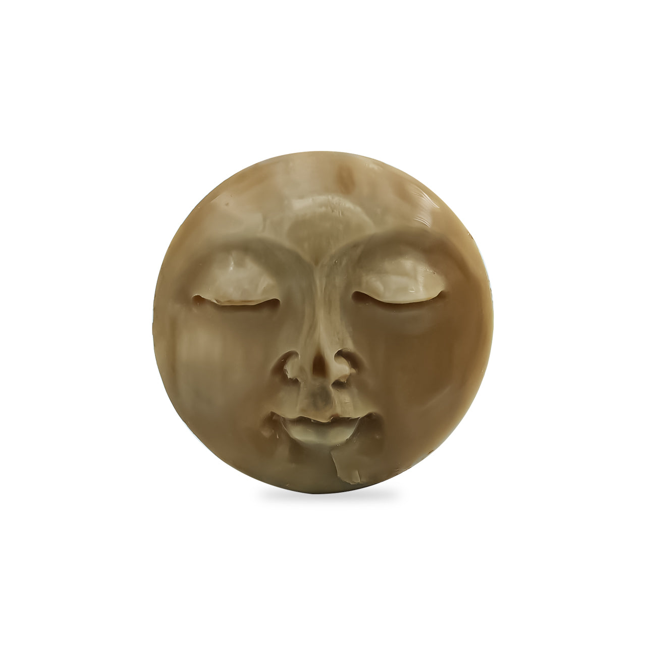 Starborn Round Shaped Fossil Mammoth Ivory Face Carving - 1 Piece