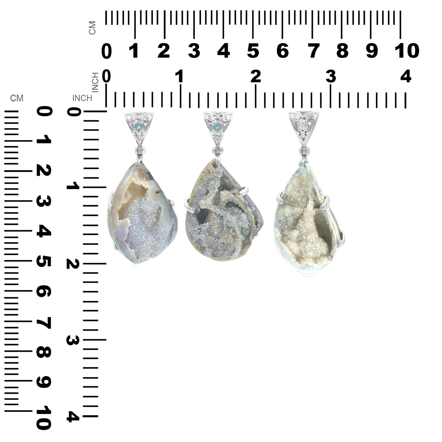 Starborn Drusy Fossilized Shell Pendant in Sterling Silver