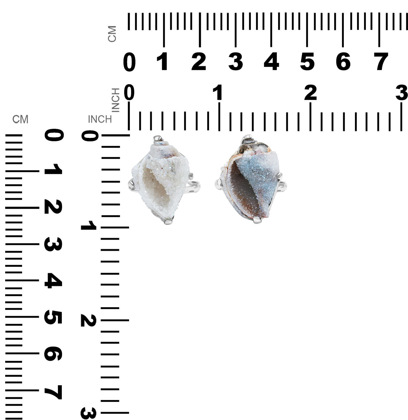 Starborn Drusy Fossilized Shell Prong Set Ring in Sterling Silver