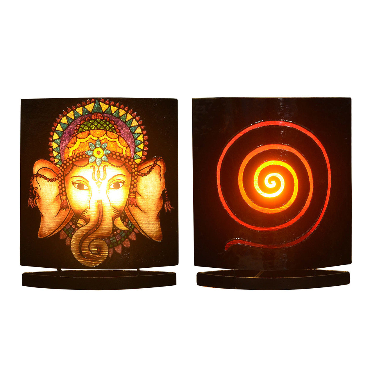 Starborn Ganesha with Headdress Motif & Gemstones Table Lamp with LED Bulb on Dimmer Plug