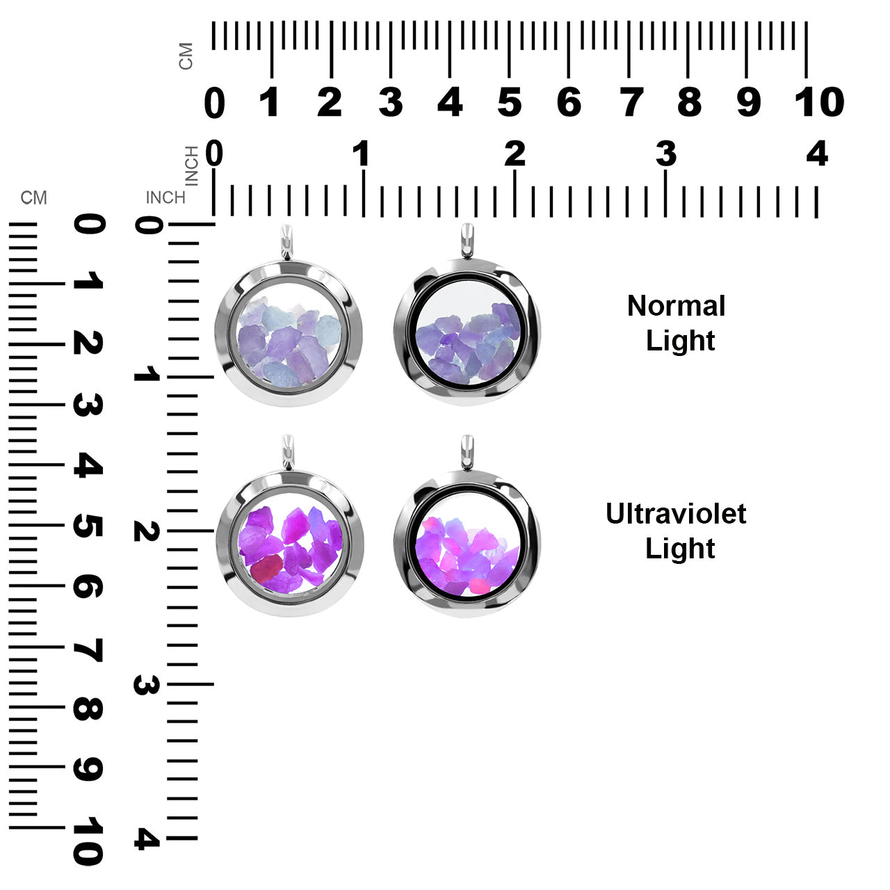 Starborn Fluorescent Hackmanite Window Pendant Necklace in Stainless Steel