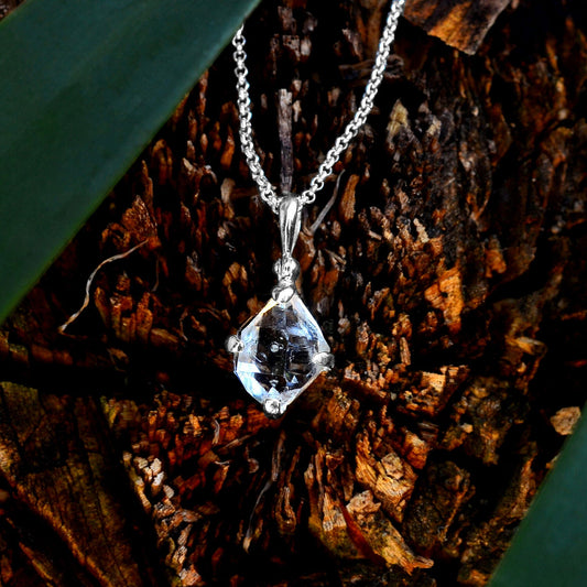 Starborn Herkimer Diamond Prong Set Pendant in Sterling Silver