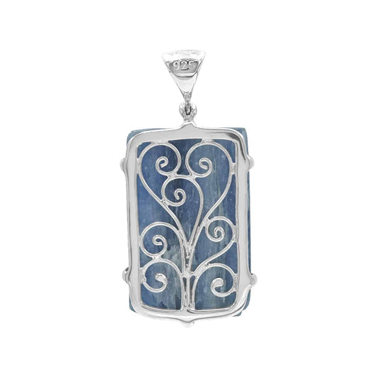 Starborn Kyanite Carved Dragon Pendant in Sterling Silver