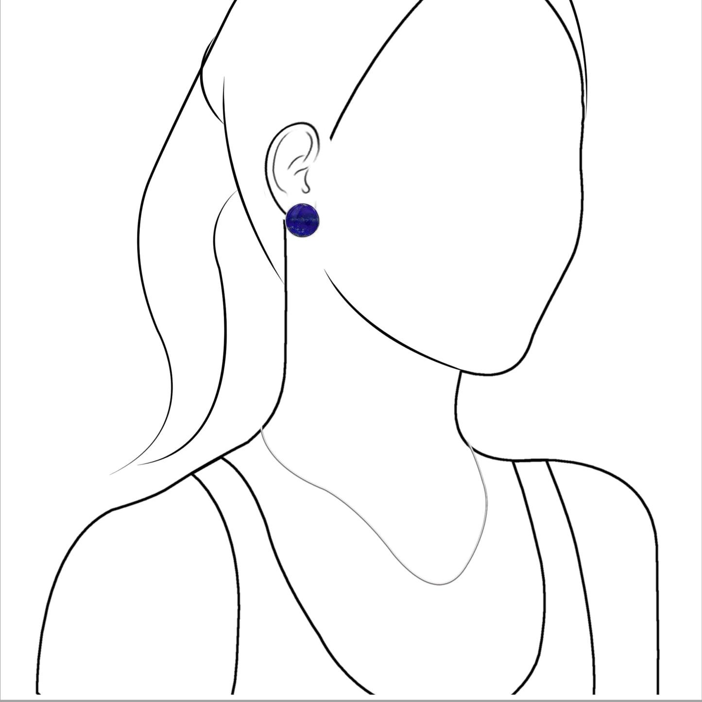 Starborn Lapis Lazuli Round Cabochon Post Style Earrings in Sterling Silver
