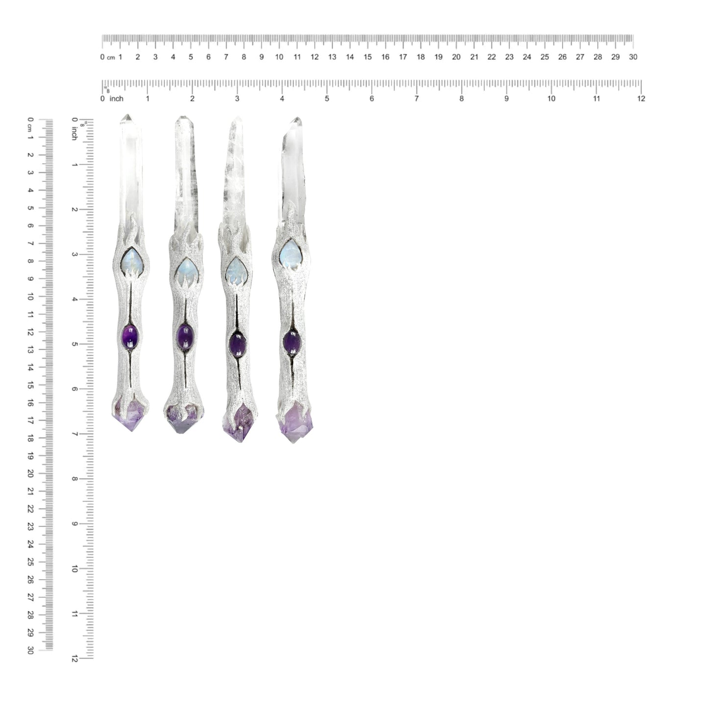 Starborn Quartz Crystal Decorative Wand with Amethyst & Rainbow Moonstone