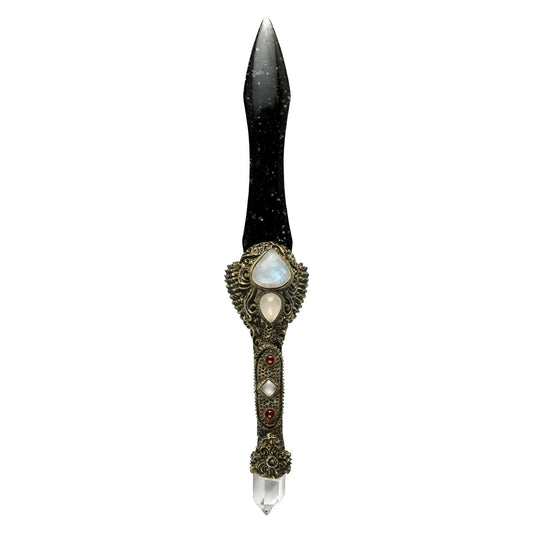 Starborn Decorative Wand Features Galaxy Obsidian with Clay Carving Handle