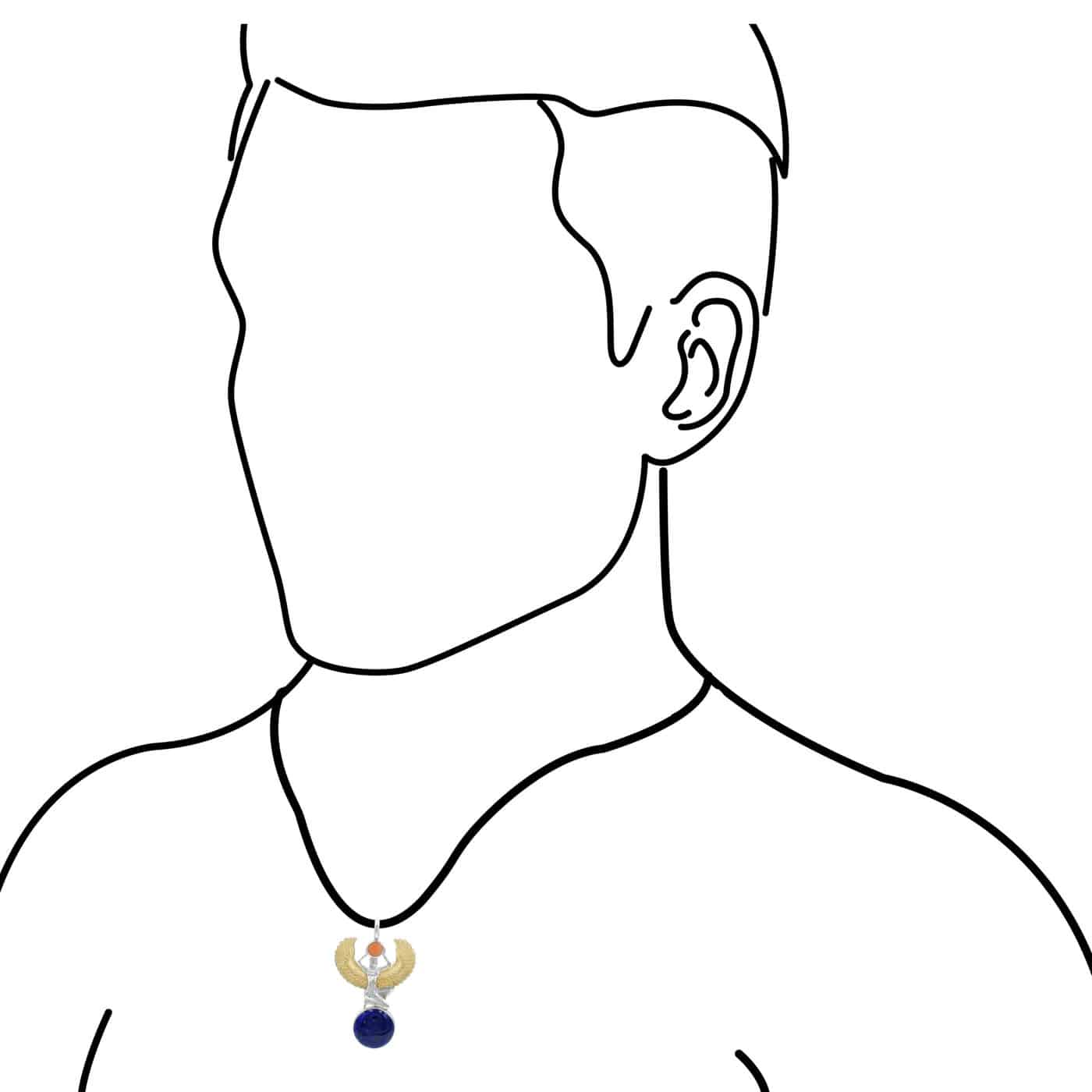 Starborn Egyptian Goddess Isis Pendant in Sterling Silver with Gold