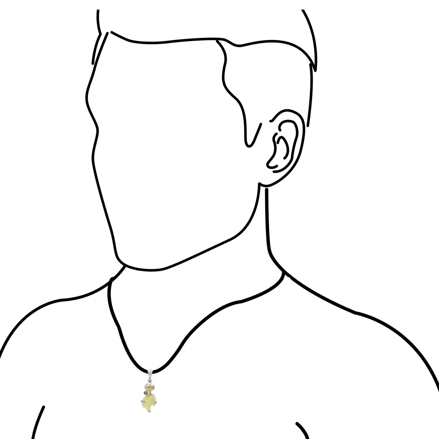 Starborn Brucite and Citrine Pendant in Sterling Silver