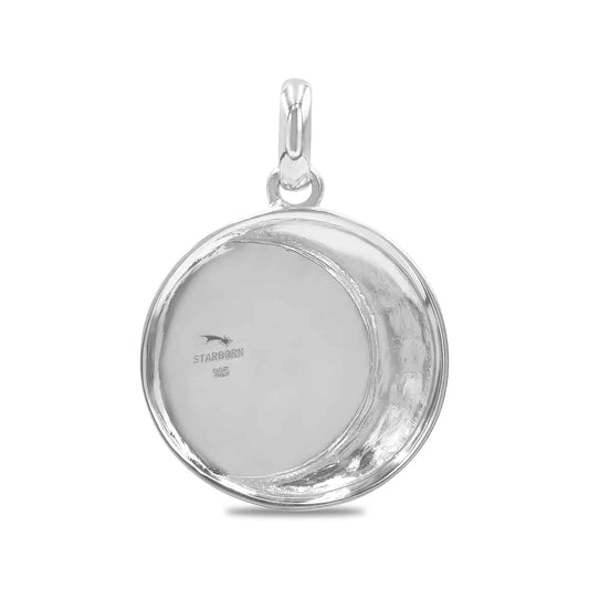 Starborn Mother of Pearl Moon Phases Carved Pendant in Sterling Silver