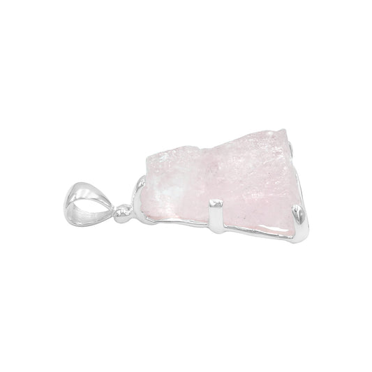Starborn Morganite Rough Prong Set Pendant in Sterling Silver - Medium