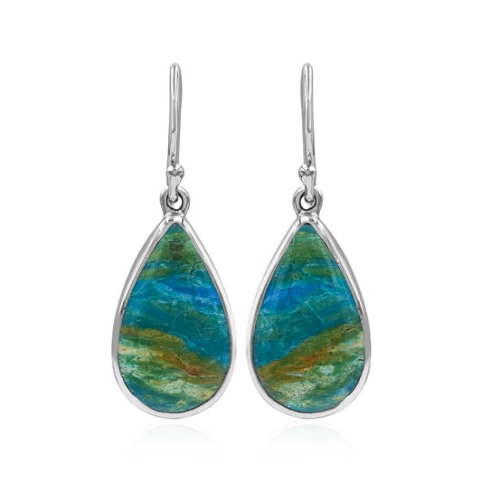 Starborn Peruvian Blue Opal Pear Earrings in Sterling Silver