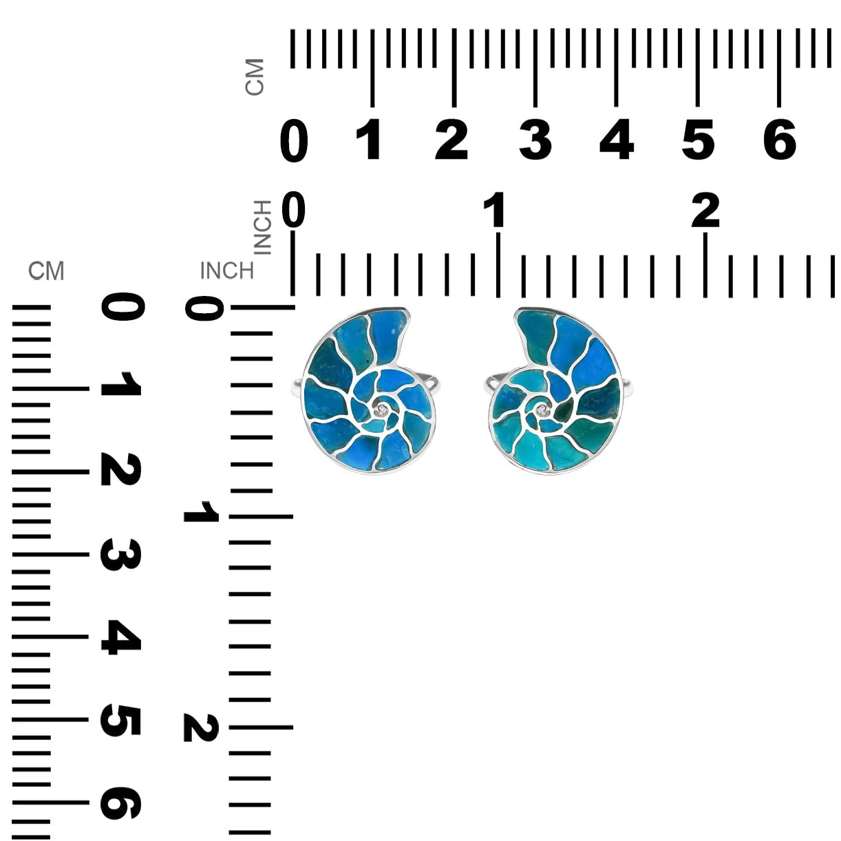 Starborn Ammonite Inlay Peruvian Blue Opal Ring in Sterling Silver