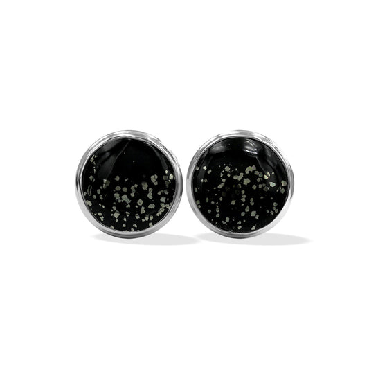 Starborn Pyrite Schist Round Post Earrings in Sterling Silver