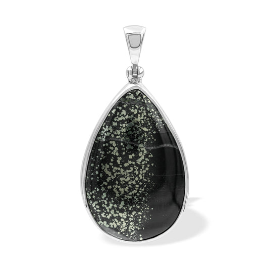 Starborn Pyrite Schist Pear Pendant in Sterling Silver