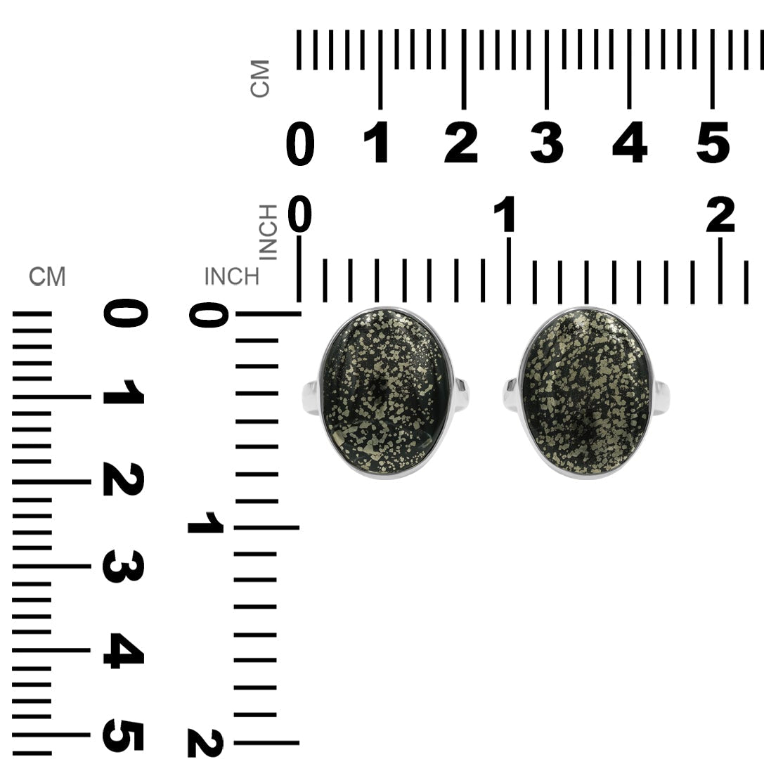 Starborn Pyrite Schist Oval Ring in Sterling Silver