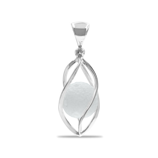 Starborn Carved Quartz Sphere Cage Set Pendant in Sterling Silver