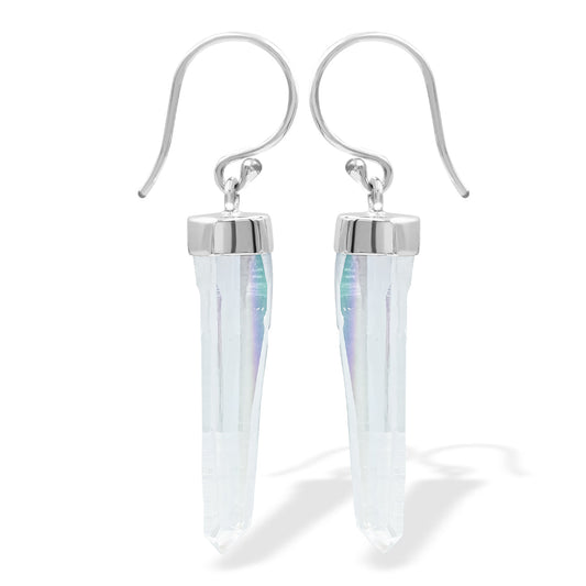 Starborn Angel Aura Quartz Crystal Earrings in Sterling Silver