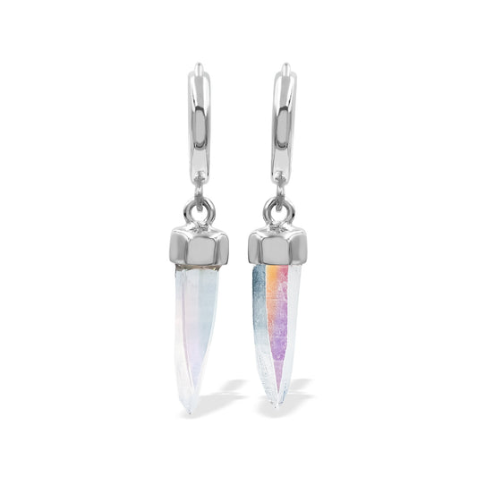 Starborn Quartz Crystal 7.5mm Mini Hoop Earrings in Sterling Silver - Small