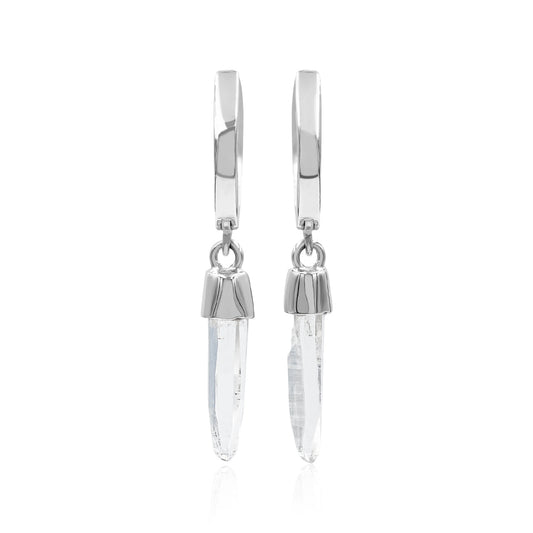 Starborn Quartz Crystal 10mm Mini Hoop Earrings in Sterling Silver - Large