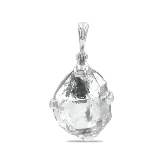 Starborn Quartz Crystal with Carbon or Petroleum Inclusion Pendant in Sterling Silver