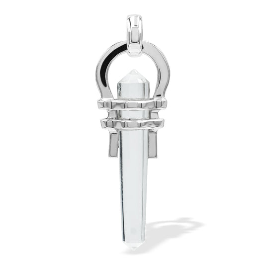 Starborn Quartz Crystal Vogel Horseshoe Pendant in Sterling Silver