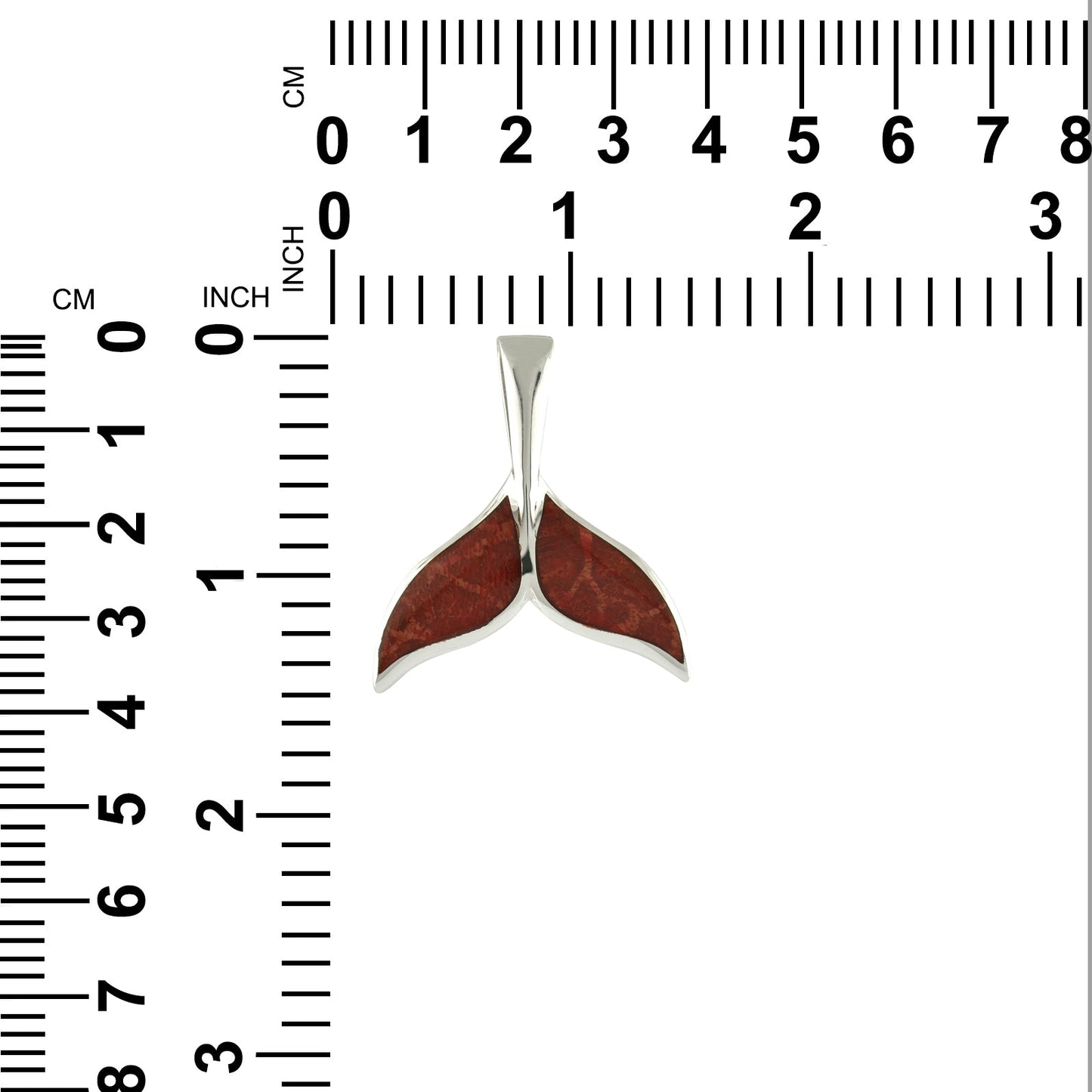 Starborn Red Coral Whale Tail Pendant in Sterling Silver