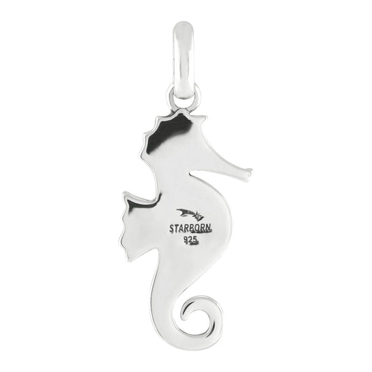 Starborn Red Coral Seahorse Pendant in Sterling Silver
