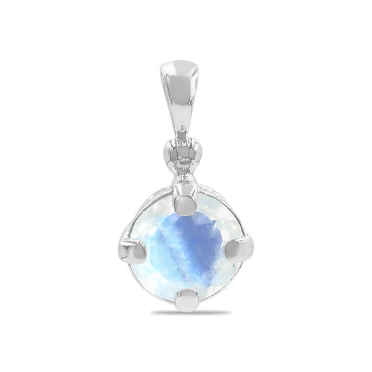 Starborn Faceted Rainbow Moonstone Prong Set Pendant in Sterling Silver