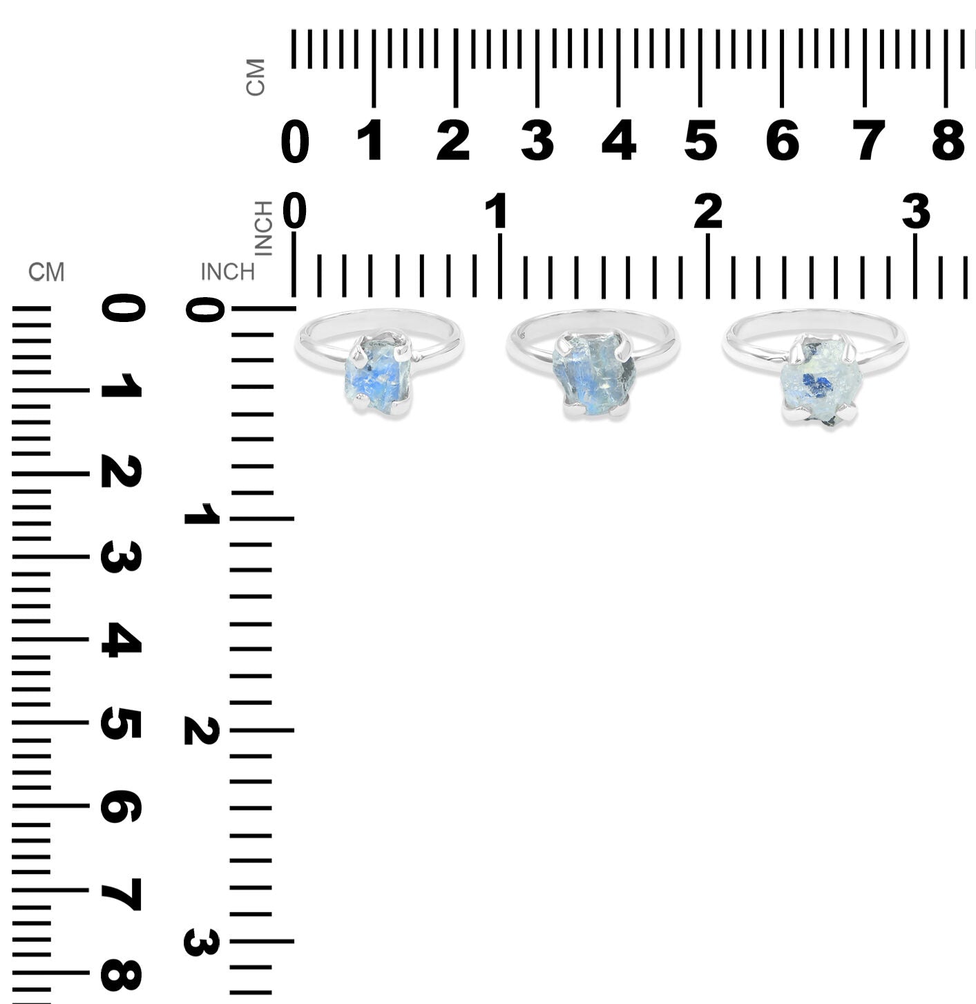 Starborn Rainbow Moonstone Prong Set Ring in Sterling Silver