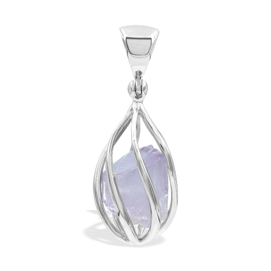Starborn Purple Scapolite Spiral Caged Pendant in Sterling Silver
