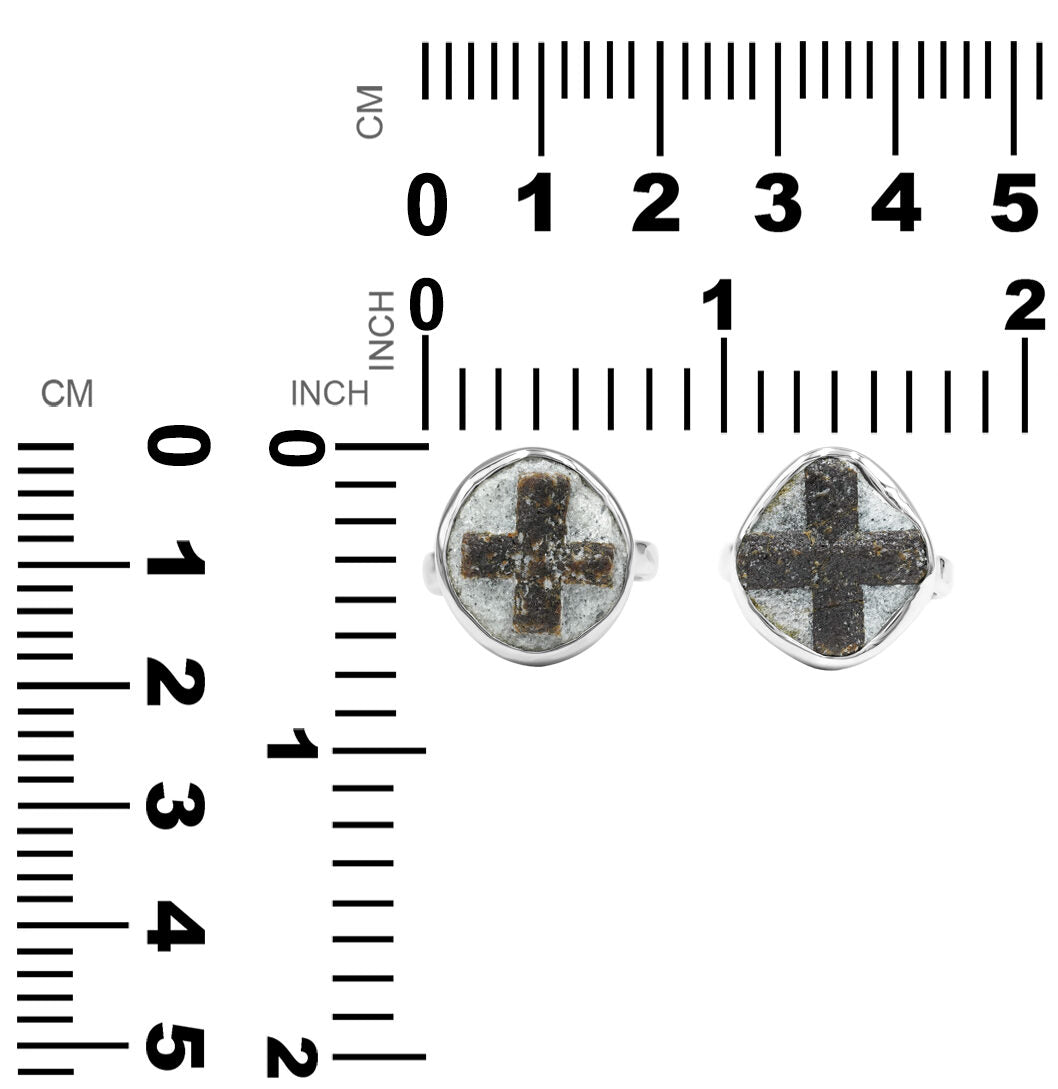 Starborn Staurolite Cross Pattern Ring in Sterling Silver