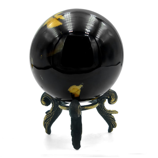 Starborn Sumatra Milk and Honey Amber Display Sphere with Brass Stand