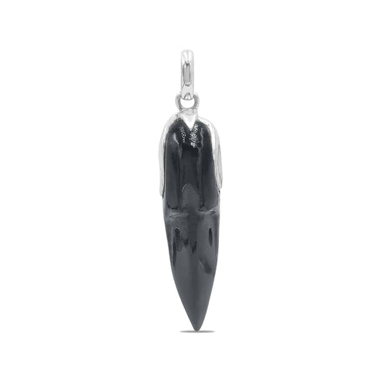 Starborn Tektite Raven Skull Pendant in Sterling Silver